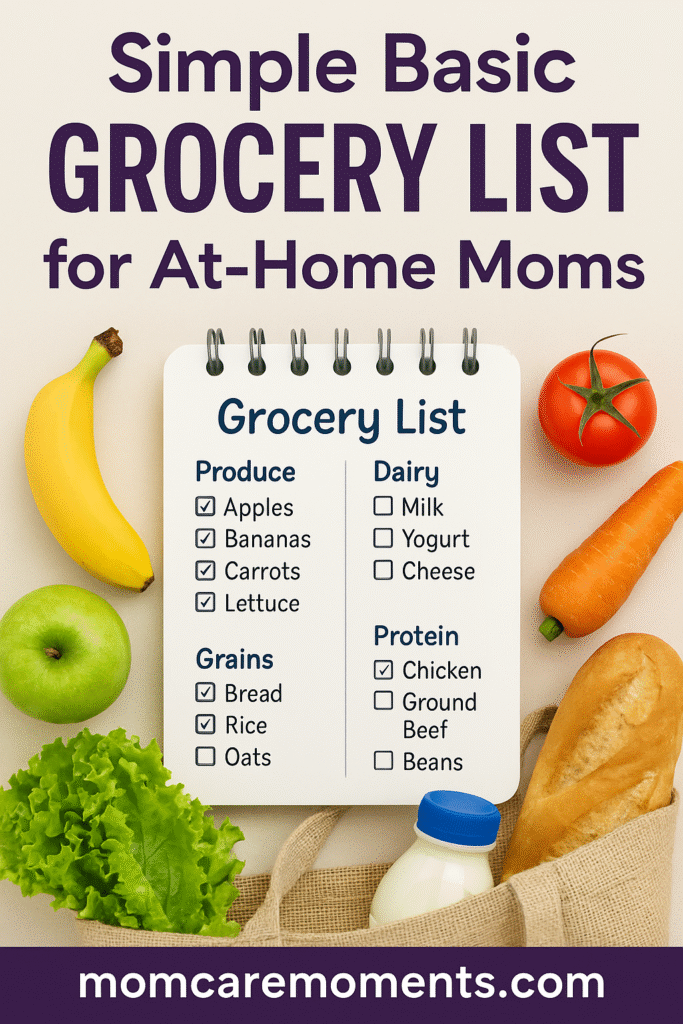 Simple Basic Grocery List for At-Home Moms